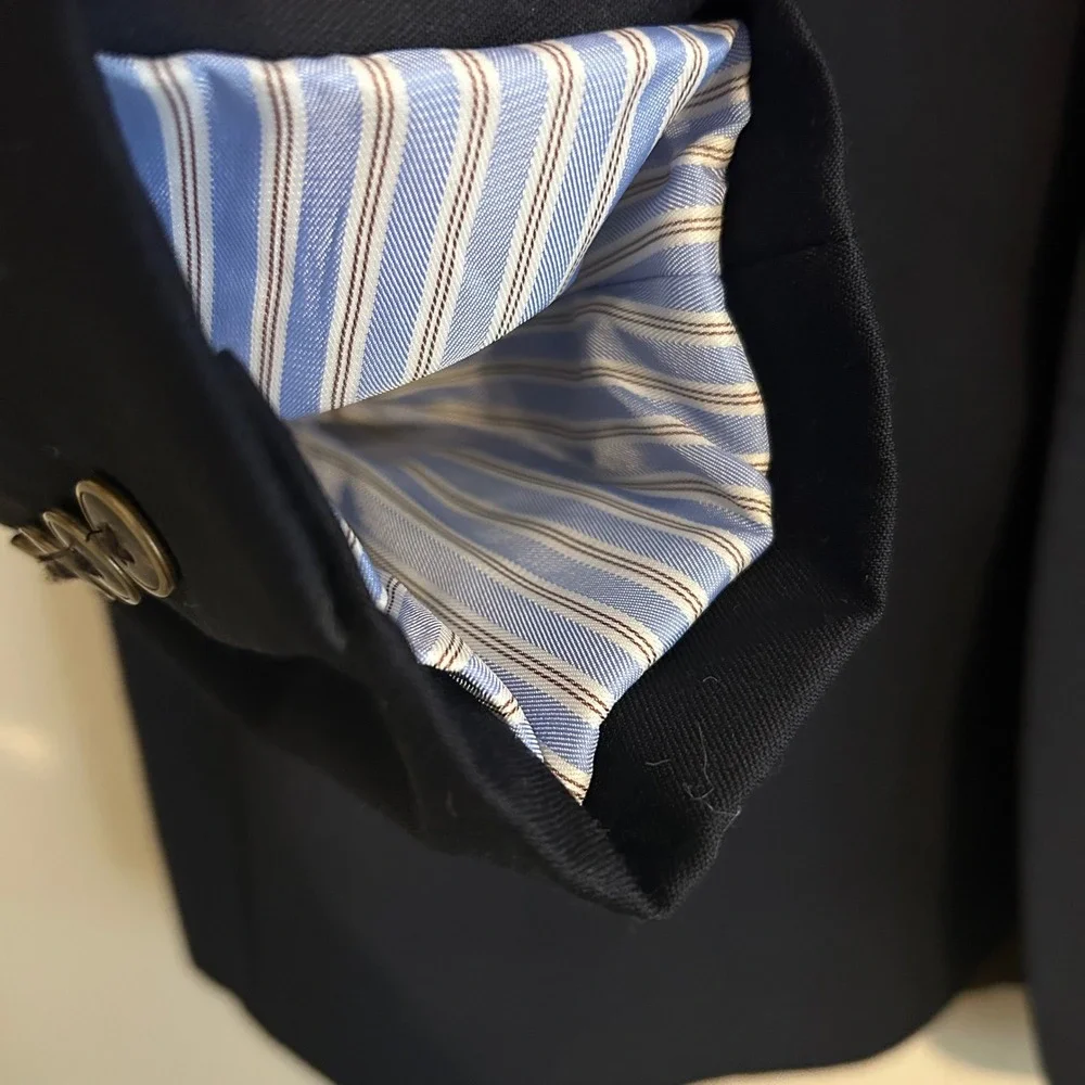 Joseph & Feiss Mens Blazer 42R Navy Blue 100%‎ Wool Gold Collection Sport Coat